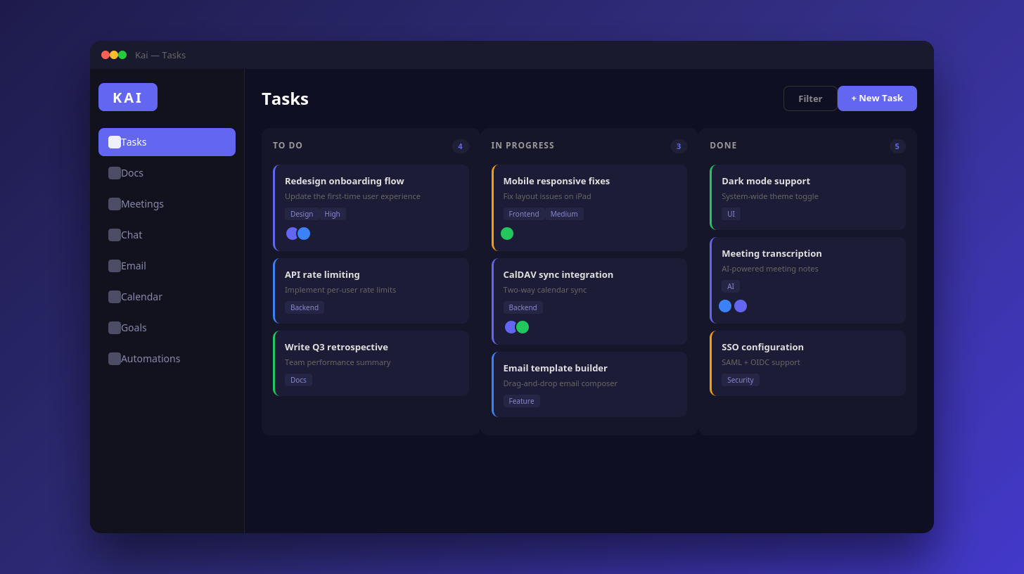 Kai productivity workspace for modern teams